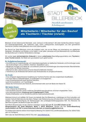 Stellenausschreibung Tischler - Mai 2023