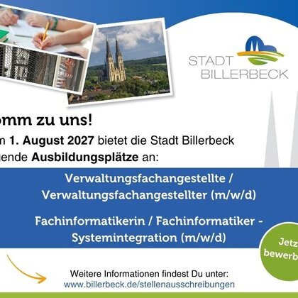Stellenausschreibung Ausbildungsplätze Stadt Billerbeck 2027 Facebook
