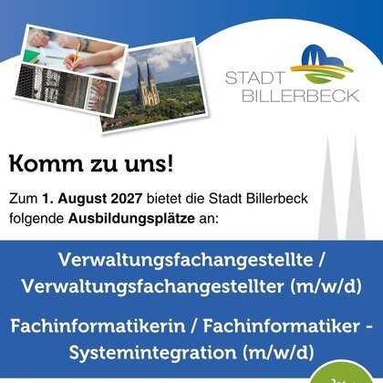 Stellenausschreibung Ausbildungsplätze Stadt Billerbeck 2027 Insta